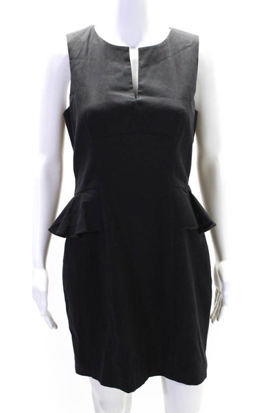 Rebecca Minkoff Womens Black Cotton V-Neck Sleeveless Peplum Dress Size 10