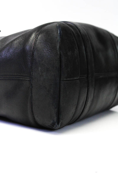 Coach Womens Black Leather Side Pockets Zip Shoulder Diaper Bag Handbag