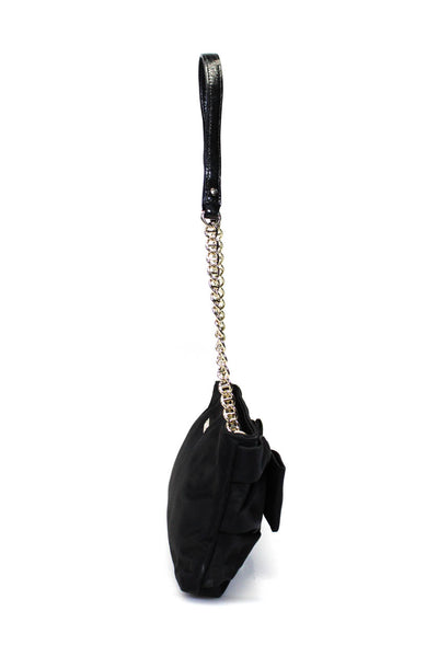 Kate Spade New York Womens Black Bow Front Detail Zip Small Shoulder Handbag