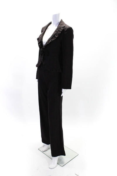 Nanette Lepore Womens Black Pink Printed One Button Blazer Pants Set Size 8 4