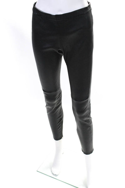 Joie Womens Leather Elastic Waist Slip-On Skinny Leg Pants Black Size M