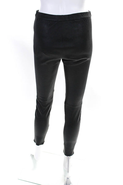 Joie Womens Leather Elastic Waist Slip-On Skinny Leg Pants Black Size M