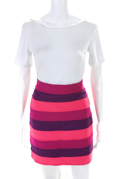 Lilly Pulitzer Womens Back Zip Striped Knit Pencil Skirt Pink Purple Size Medium