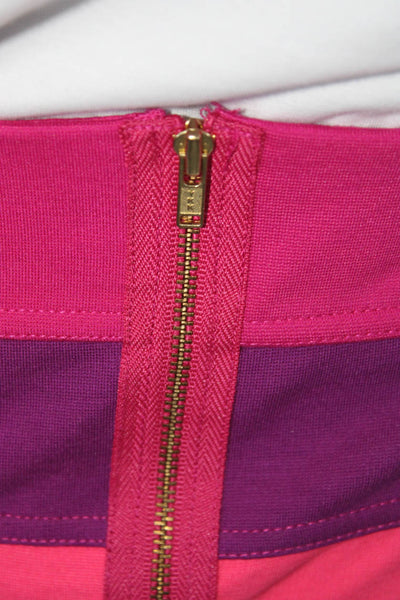Lilly Pulitzer Womens Back Zip Striped Knit Pencil Skirt Pink Purple Size Medium