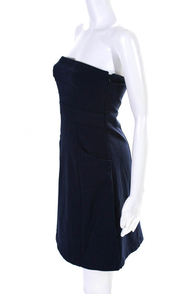 Theory Womens Navy Blue Strapless Sleeveless Pockets Mini Shift Dress Size 2