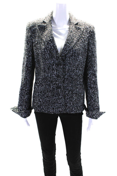 Zanella Women's Collared Long Sleeves Lined Three Button Blazer Black Size 10