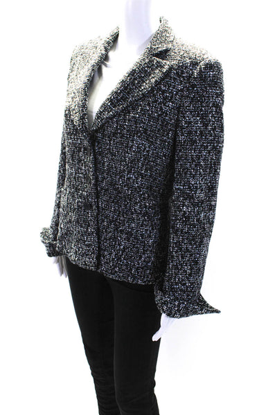 Zanella Women's Collared Long Sleeves Lined Three Button Blazer Black Size 10