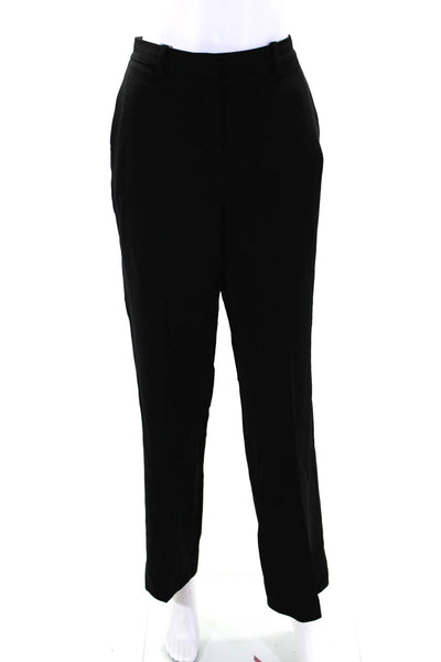 Theory Women's Hook Closure Flat Front Straight Leg Dress Pant Black Size 8