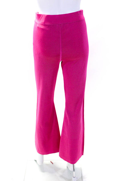 Toccin Womens High Waist Knit Flare Pull On Pants Pink Size Small