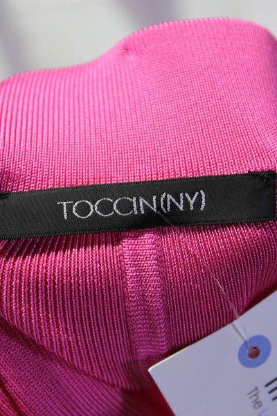 Toccin Womens High Waist Knit Flare Pull On Pants Pink Size Small