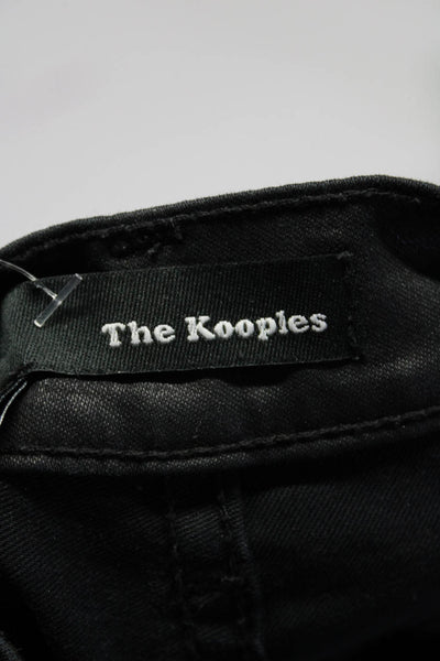 The Kooples Womens Mid Rise Zipper Trim Coated Skinny Crop Jeans Black Size 26