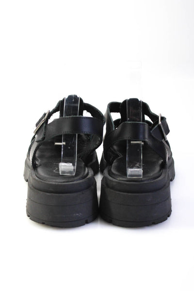 Free People Womens Lug Sole Platform Leather Fisherman Sandals Black Size 39 9