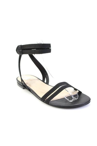 Rebecca Allen Womens Strappy Ankle Strap Sandals Black Canvas Size 7M