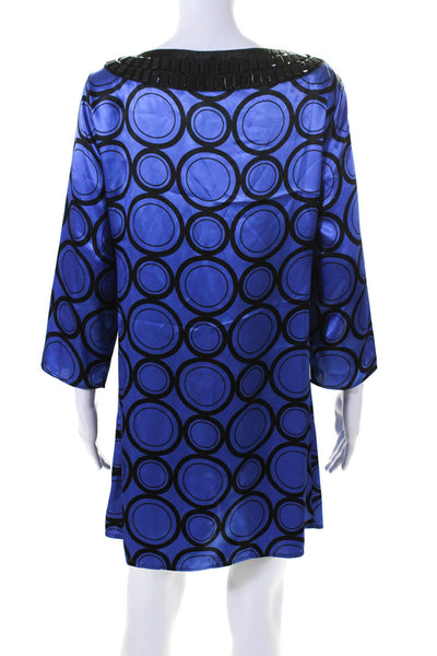 Michael Michael Kors Womens Embellished Satin Shift Dress Black Blue Size 8