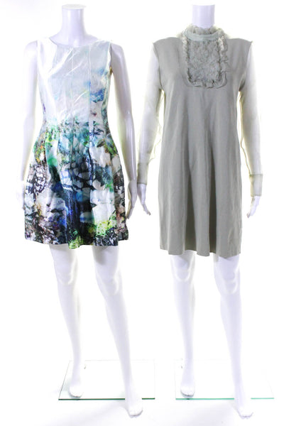 Zara Womens Printed Satin Knit Organza Sheath Shift Dress Medium Large Lot 2