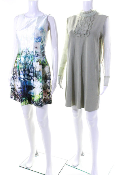 Zara Womens Printed Satin Knit Organza Sheath Shift Dress Medium Large Lot 2
