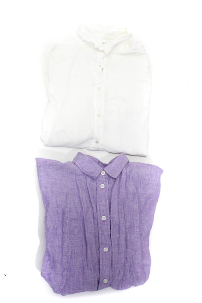 Velvet by Graham & Spencer J Crew Womens Shirts White Purple Size XS 0P Lot 2
