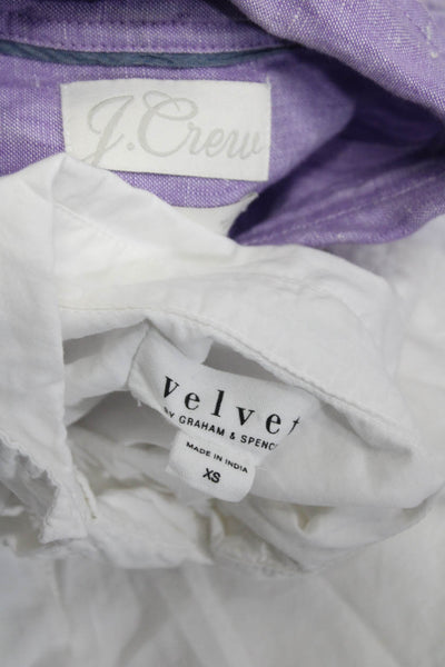 Velvet by Graham & Spencer J Crew Womens Shirts White Purple Size XS 0P Lot 2