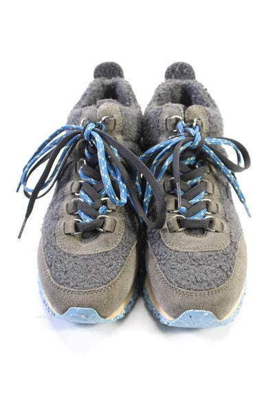Rag & Bone Womens Suede Trim Faux Sherpa Fleece Mid Top Sneakers Gray Blue 38 8