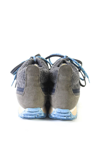 Rag & Bone Womens Suede Trim Faux Sherpa Fleece Mid Top Sneakers Gray Blue 38 8