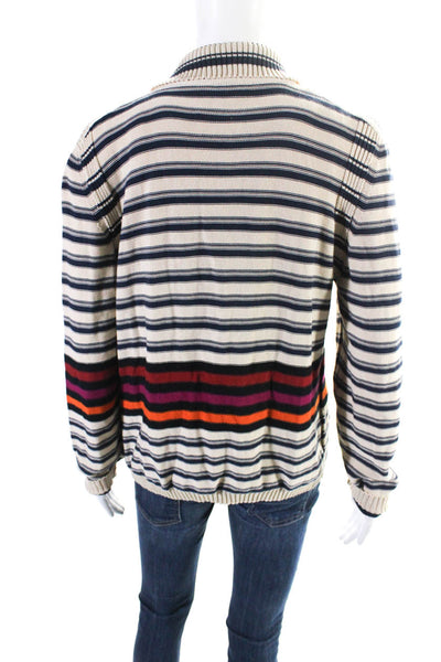 Sonia Rykiel Womens Beige Striped Long Sleeve Cardigan Sweater Top Size 46