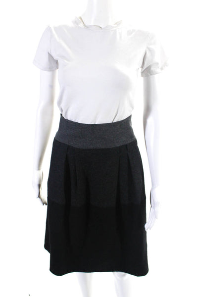 Vince Womens Black Gray Ombre Wool Zip Back Knee Length A-Line Skirt Size 6