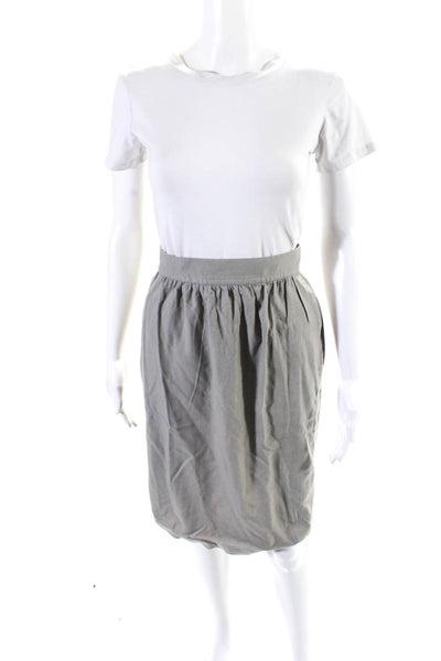 Chloe Womens Beige Cotton Zip Back Knee Length Pencil Skirt Size 36