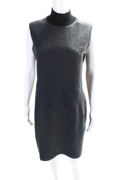 Brooks Brothers Womens Gray Wool Mock Neck Sleeveless Shift Dress Size XL
