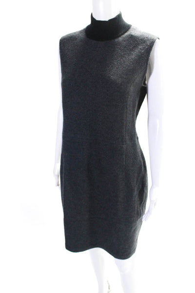 Brooks Brothers Womens Gray Wool Mock Neck Sleeveless Shift Dress Size XL