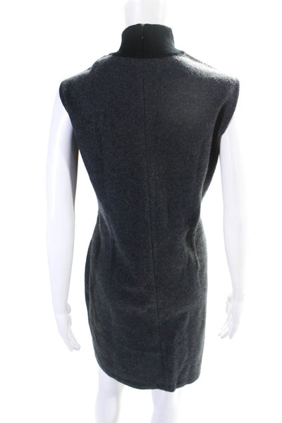 Brooks Brothers Womens Gray Wool Mock Neck Sleeveless Shift Dress Size XL