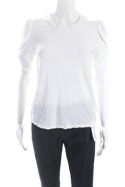 A.L.C. Womens Puffy Short Sleeves Tee Shirt White Cotton Size Extra Small