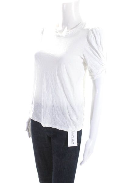 A.L.C. Womens Puffy Short Sleeves Tee Shirt White Cotton Size Extra Small