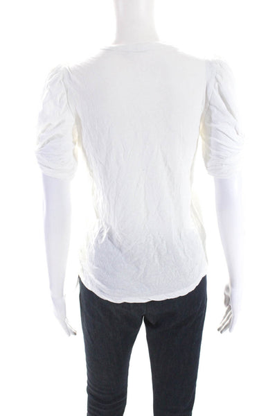 A.L.C. Womens Puffy Short Sleeves Tee Shirt White Cotton Size Extra Small