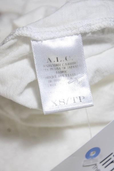 A.L.C. Womens Puffy Short Sleeves Tee Shirt White Cotton Size Extra Small