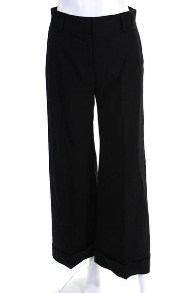 Piazza Sempione Womens Pleated Front Wide Leg Dress Trousers Pants Black Size 40