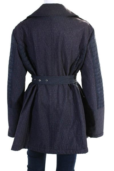 Michael Michael Kors Womens Collared Long Sleeve Zip Up Coat Purple Size XL