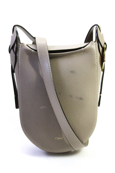 Chloe Womens Leather One Strap Magnetic Closure Shoulder Bag Handbag Taupe