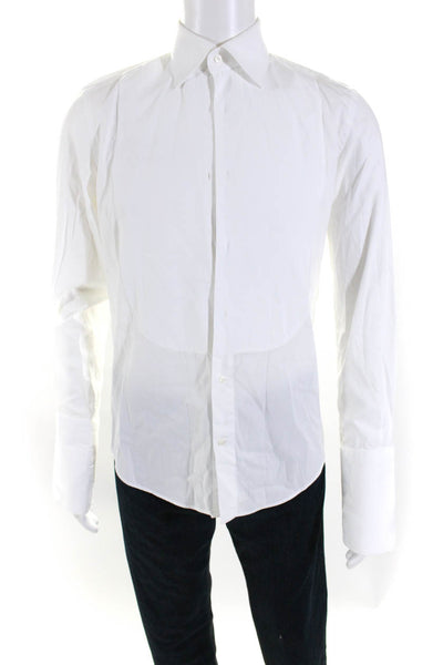 Suit Supply Mens White Egyptian Cotton Long Sleeve Button Down Dress Shirt Size