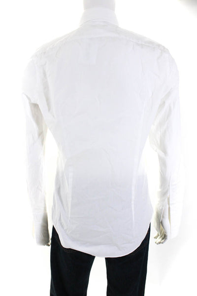 Suit Supply Mens White Egyptian Cotton Long Sleeve Button Down Dress Shirt Size