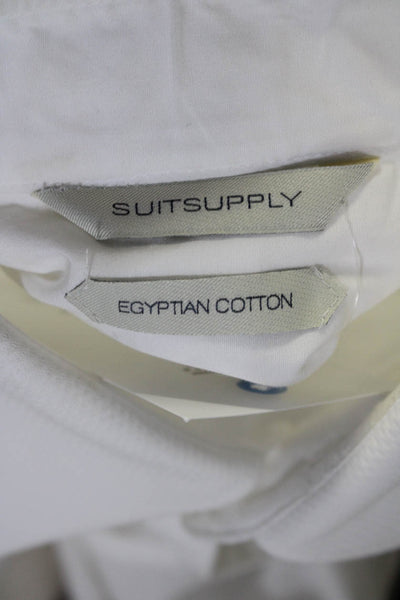 Suit Supply Mens White Egyptian Cotton Long Sleeve Button Down Dress Shirt Size