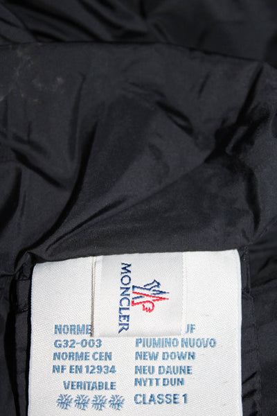 Moncler Womens Hooded 2 Pocket Long Sleeve Zip Up Down Jacket Coat Black Size 0