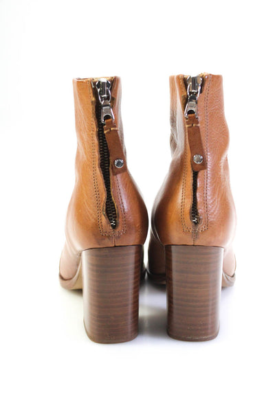 Rag & Bone Womens Brown Leather Zip Blocked Heels Ankle Boots Shoes Size 8.5