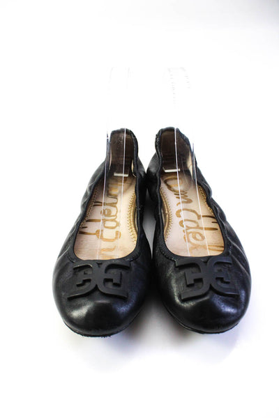 Sam Edelman Womens Black Leather Embellished Ballet Flats Shoes Size 8M