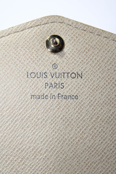 Louis Vuitton Womens Coated Canvas Damier Azur Flap Over Cardholder Wallet