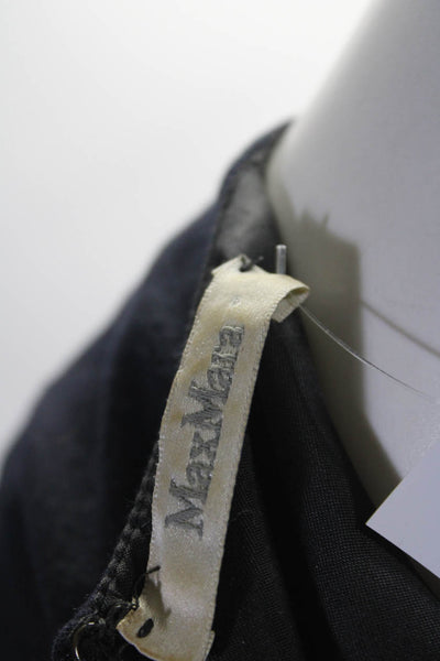 Max Mara Womens Wool Colorblock Long Sleeve Zip Midi Shift Dress Navy Size EUR40