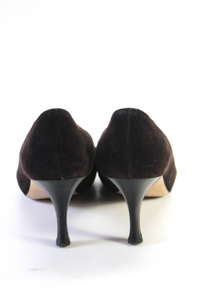 Manolo Blahnik Womens Suede Pointed Toe Stiletto Heels Pumps Brown Size EUR38