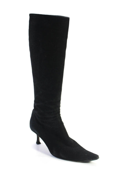 Jimmy Choo Womens Pointed Toe Back Zipped Kitten Heels Boots Black Size EUR37.5