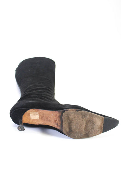 Jimmy Choo Womens Pointed Toe Back Zipped Kitten Heels Boots Black Size EUR37.5