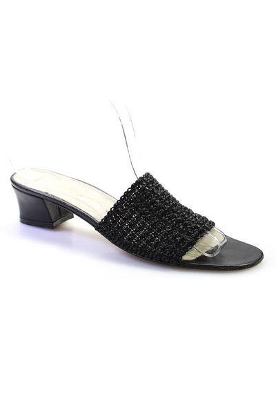 Jack Rogers Womens Open Toe Slip-On Textured Block Heels Sandals Black Size 10