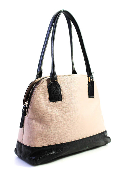 Kate Spade Womens Pebble Grain Leather Two Tone Satchel Pink Medium Handbag